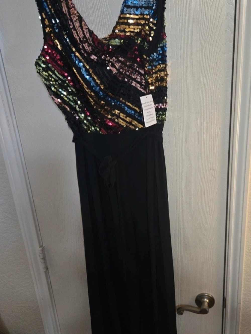 Gabby Skye Black Jumper with Multicolor Sequin Bodice